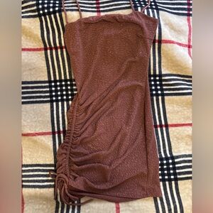 Windsor Ruched Sleeveless Dress in Deep Rust